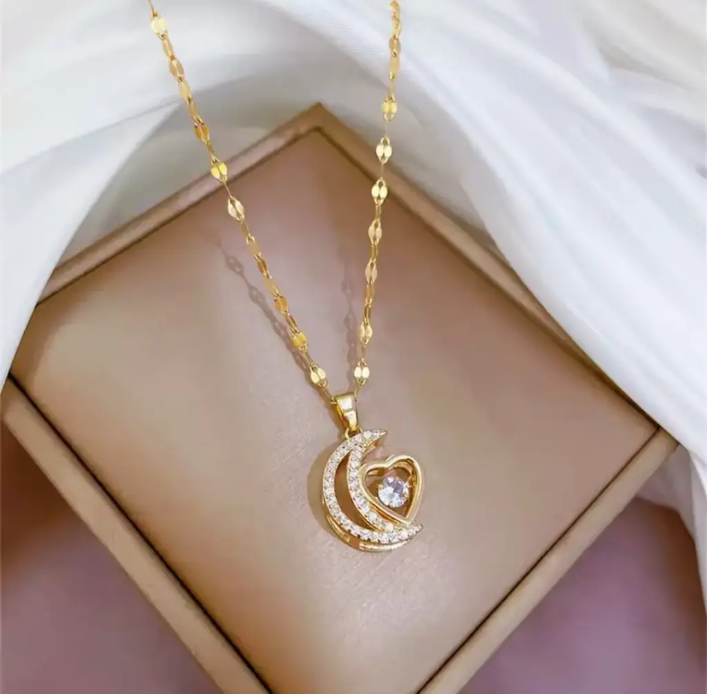Anti Tarnish Gold Plated Heart Pendant Necklace